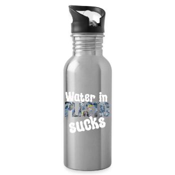 L’eau dans le plastique est gênante - Gourde avec paille intégrée - argent clair - Droite