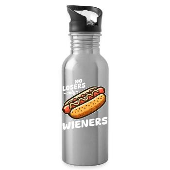Hot dog No Losers Wieners - Water bottle with straw - silver - Right