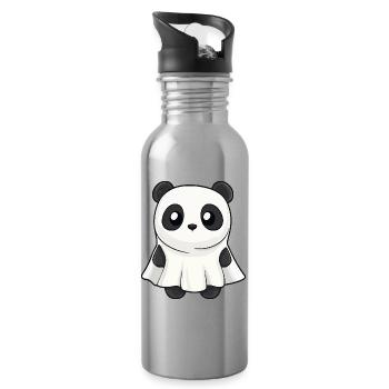 Panda Halloween fantôme - Gourde avec paille intégrée - argent clair - Droite