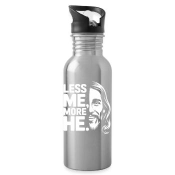 Less Me More He Christian Faith - Water bottle with straw - silver - Right