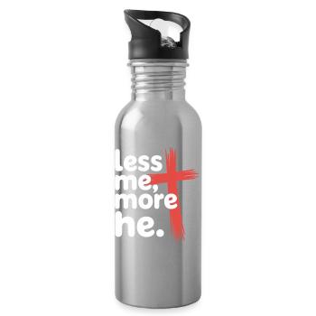Less Me More He Christlicher Glaube - Trinkflasche mit integriertem Trinkhalm - Lightsilver - Rechts