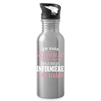 Humour infirmière - idée cadeau infirmière - Gourde avec paille intégrée - argent clair - Droite