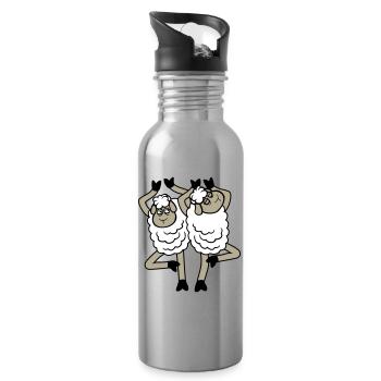Schaf Paar Verärgert Gestört Baum Pose Yoga Rempel - Water bottle with straw - silver - Right