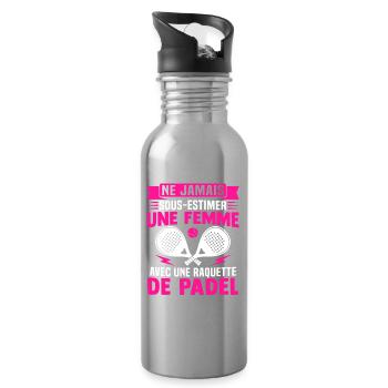  une femme avec une raquette de tennis - Gourde avec paille intégrée - argent clair - Droite