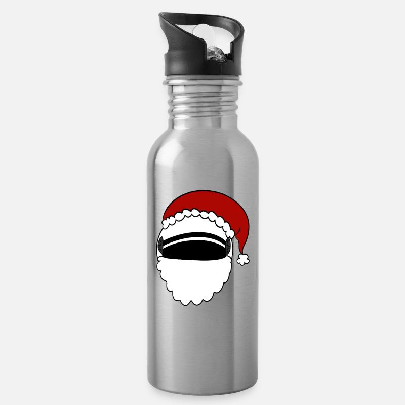 Casque du Père Noël - Gourde avec paille intégrée - argent clair