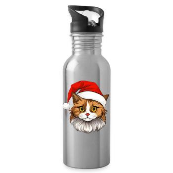 Cat Christmas - Water bottle with straw - silver - Right