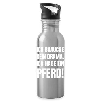 Pas de drame, j’ai un cheval - Gourde avec paille intégrée - argent clair - Droite