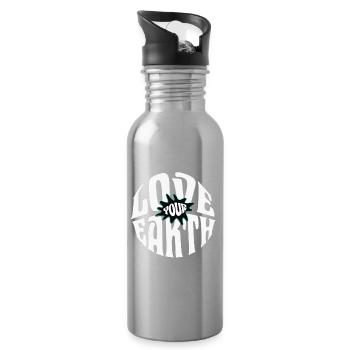 Love your Earth - Trinkflasche mit integriertem Trinkhalm - Lightsilver - Rechts