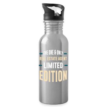 Limitierte Immobilienagenten Edition - Trinkflasche mit integriertem Trinkhalm - Lightsilver - Rechts