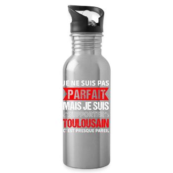Toulouse-Unterstützer Rugby-Geschenk Toulouse - Trinkflasche mit integriertem Trinkhalm - Lightsilver - Rechts