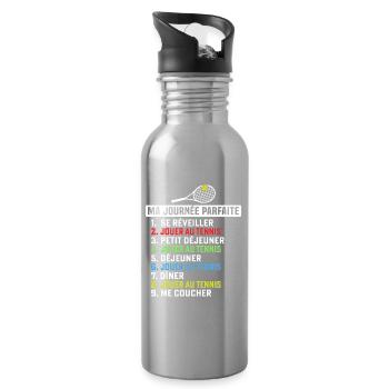 Mein perfekter Tag beim Tennisspielen - Trinkflasche mit integriertem Trinkhalm - Lightsilver - Rechts