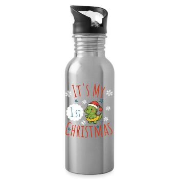 Mon premier dinosaure de Noël - Gourde avec paille intégrée - argent clair - Droite