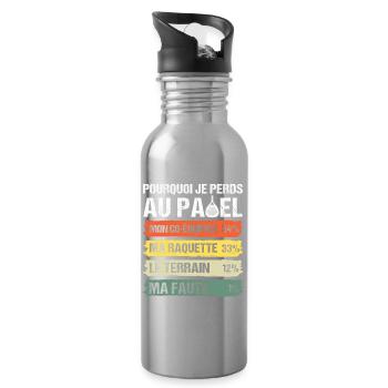 Why I Lose at Padel Humor Vintage Gift - Water bottle with straw - silver - Right