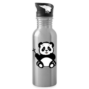 Pandabär - Trinkflasche mit integriertem Trinkhalm - Lightsilver - Rechts
