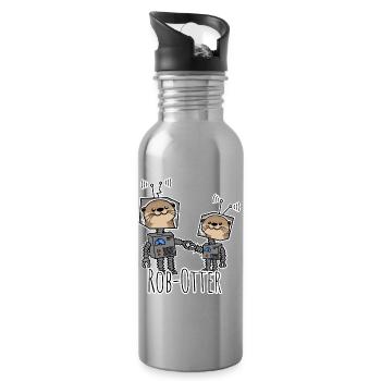Rob-Otter - Roboter Otter für Technik und Tierfans - Trinkflasche mit integriertem Trinkhalm - Lightsilver - Rechts