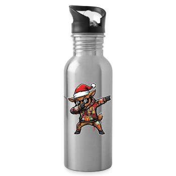 Dab Rentier Streetart Wintermotiv Dabbing XMAS - Trinkflasche mit integriertem Trinkhalm - Lightsilver - Rechts
