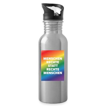 Human rights instead of hatred and agitation - Water bottle with straw - silver - Right