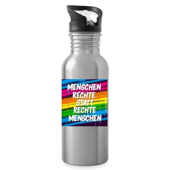 Human rights instead of right-wing people Street Art - Water bottle with straw - silver - Right