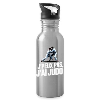 Je Peux Pas J'ai Judo Humour Cadeau - Gourde avec paille intégrée - argent clair - Droite
