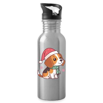 Festliche Beagle-warme Weihnachtsmütze - Trinkflasche mit integriertem Trinkhalm - Lightsilver - Rechts
