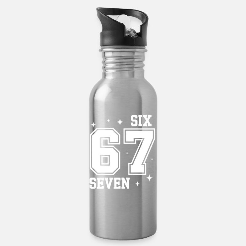 67 - Six Seven SixSeven 6-7 - Trinkflasche mit integriertem Trinkhalm - Lightsilver