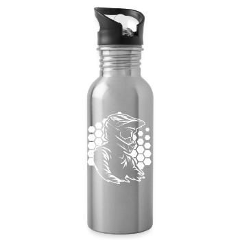 Motocross motif that works immediately - Water bottle with straw - silver - Right
