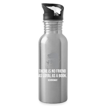 Ernest Hemingways Zitat über Freunde - Trinkflasche mit integriertem Trinkhalm - Lightsilver - Rechts