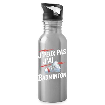 Das geht nicht, ich spiele Badminton. - Trinkflasche mit integriertem Trinkhalm - Lightsilver - Rechts