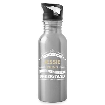 It’s a Jessie Thing – Family Name Pride Quote - Water bottle with straw - silver - Right