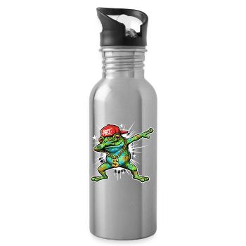 Graffiti frog in Dab street art design - Water bottle with straw - silver - Right