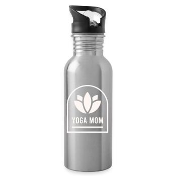 Yoga mom yogi mother - Water bottle with straw - silver - Right
