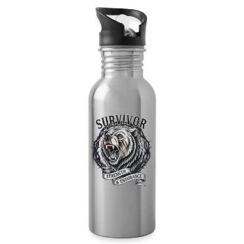 Strength, Nature, Adventure Survivor - Water bottle with straw - silver - Right