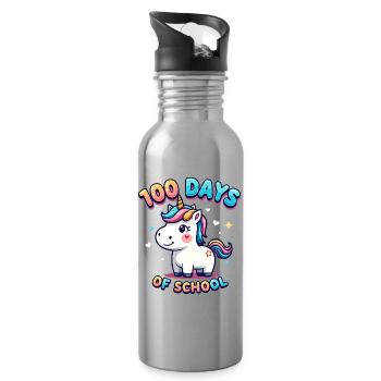 100th Day Of School 100 Day Of School Kids - Trinkflasche mit integriertem Trinkhalm - Lightsilver - Rechts