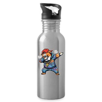 Stylo graffiti Bulldog Hoodie Headie Art de rue - Gourde avec paille intégrée - argent clair - Droite