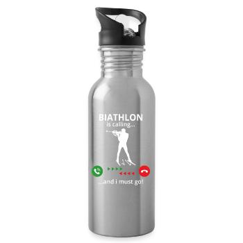 Le biathlon m’appelle et je dois y aller - Gourde avec paille intégrée - argent clair - Droite