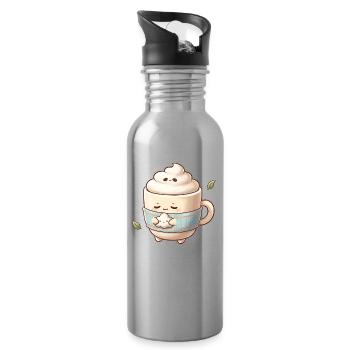 Kuschelige Wolkenkaffee Becher - Trinkflasche mit integriertem Trinkhalm - Lightsilver - Rechts
