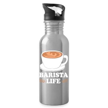 Coffee Caffeine Barista Espresso - Water bottle with straw - silver - Right