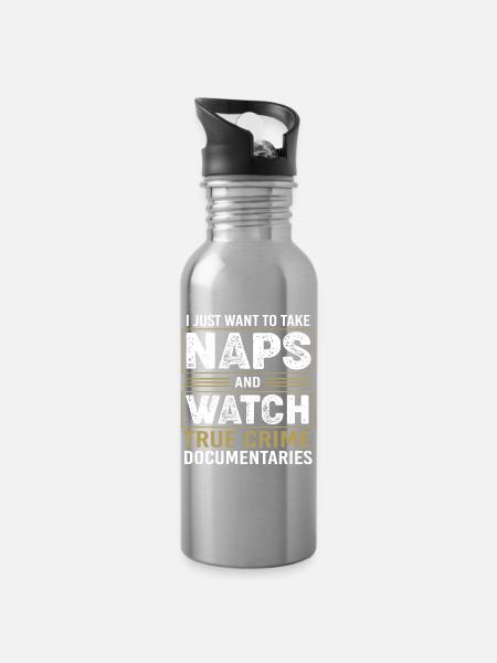 True Crime Krimi - Trinkflasche mit integriertem Trinkhalm - Lightsilver