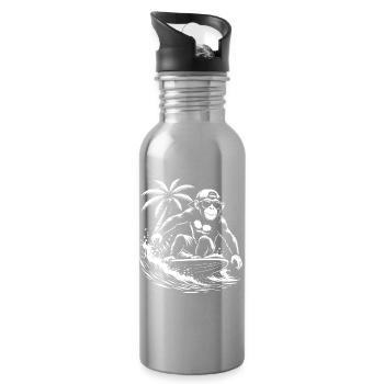 Surfing Monkey Beach Vibe - Trinkflasche mit integriertem Trinkhalm - Lightsilver - Rechts