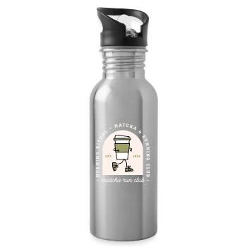Matcha and running lovers run club funny runner - Water bottle with straw - silver - Right