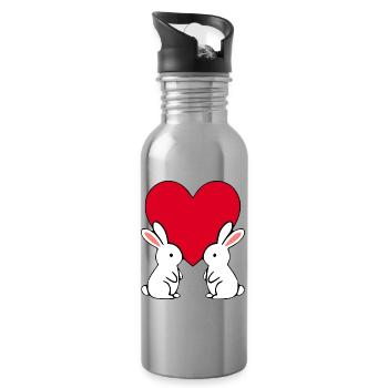 Valentinstag Rotes Herz, Valentinstag - Trinkflasche mit integriertem Trinkhalm - Lightsilver - Rechts