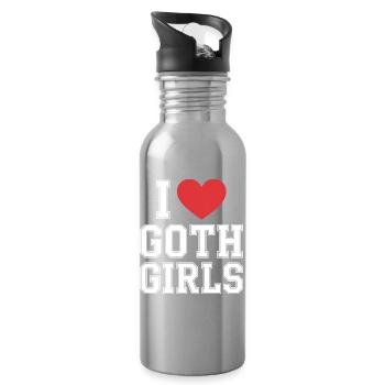 Ich liebe Goth Girls - Trinkflasche mit integriertem Trinkhalm - Lightsilver - Rechts