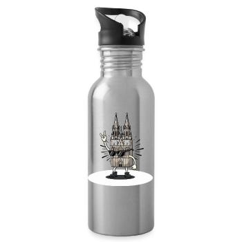 Karneval Rock Köln Geschenk Alaaf - Trinkflasche mit integriertem Trinkhalm - Lightsilver - Rechts