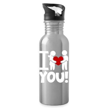 I Love You Valentine's Day - Water bottle with straw - silver - Right