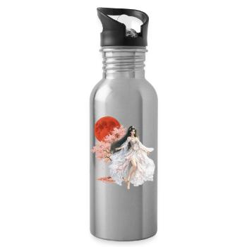Mondbeschienene Blüten-Verzauberin - Trinkflasche mit integriertem Trinkhalm - Lightsilver - Rechts