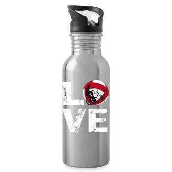 Love Radball, Radballer, Hallenradsport - Trinkflasche mit integriertem Trinkhalm - Lightsilver - Rechts