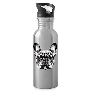 Motif du chien bouledogue français Grand Danois français - Gourde avec paille intégrée - argent clair - Droite