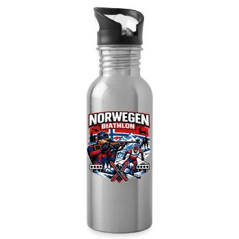 Biathlon Winter Sports Norway Gift - Water bottle with straw - silver - Right