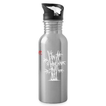 Bambus Asiatisch - Trinkflasche mit integriertem Trinkhalm - Lightsilver - Rechts