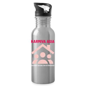 DAS GRUSELIGE DING HINTER DER SAUNA - Trinkflasche mit integriertem Trinkhalm - Lightsilver - Rechts